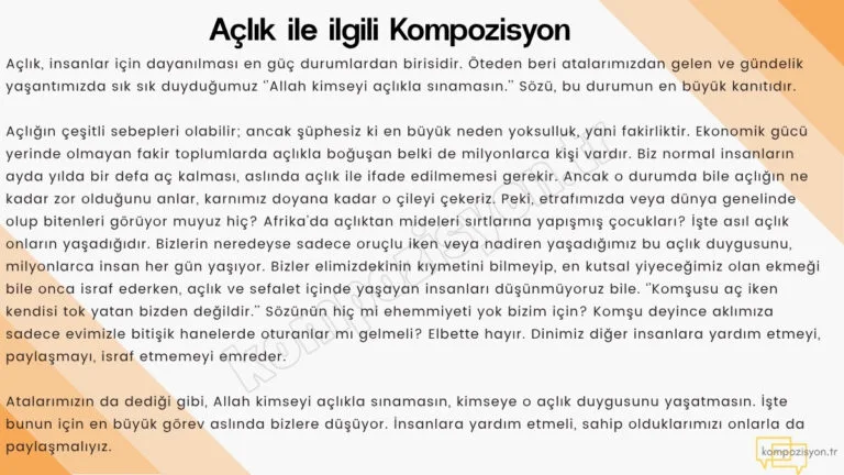 Açlık ile İlgili Kompozisyon