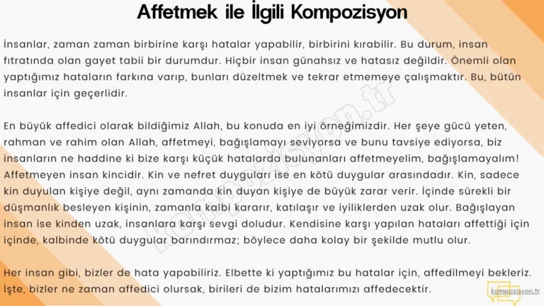 affetmek ile ilgili kompozisyon