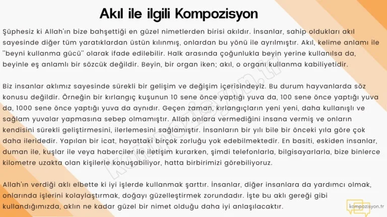 Akıl ile İlgili Kompozisyon