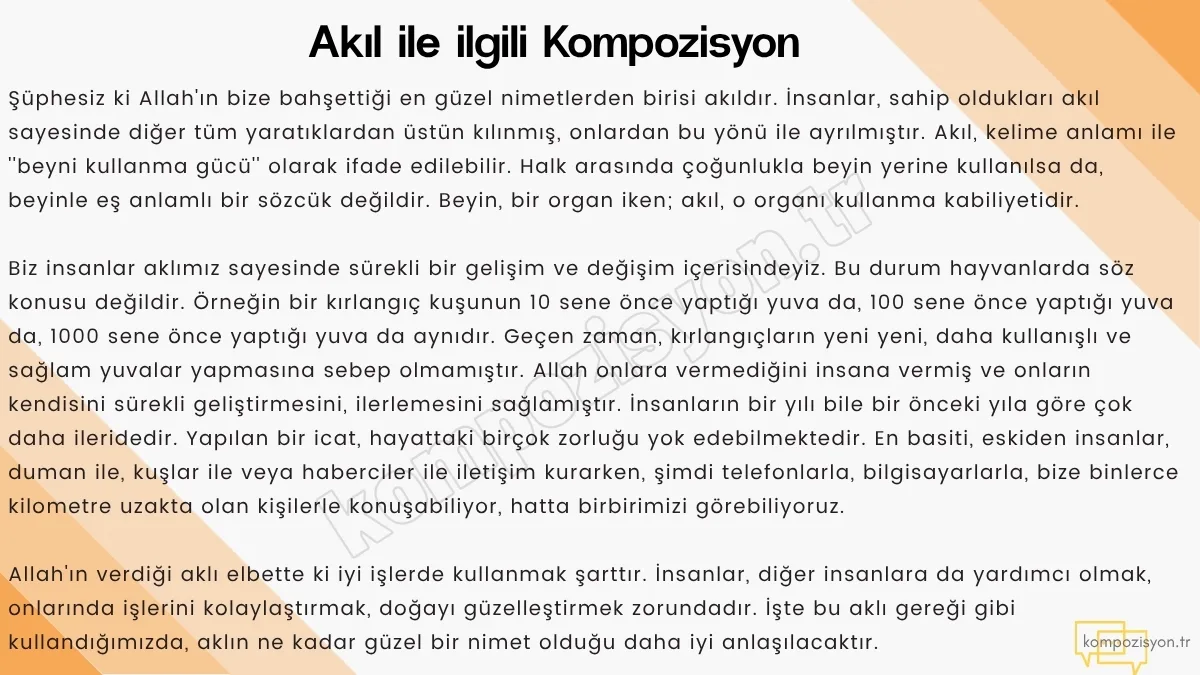 Akıl ile İlgili Kompozisyon