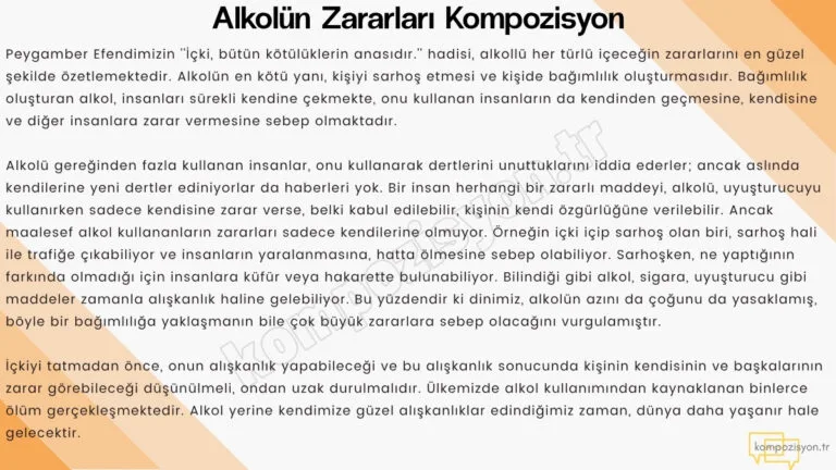 Alkol ve Zararları ile İlgili Kompozisyon