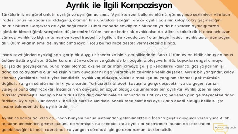 ayrilik ile ilgili kompozisyon