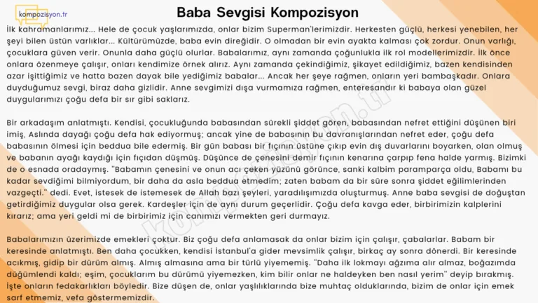 Baba Sevgisi İle İlgili Kompozisyon