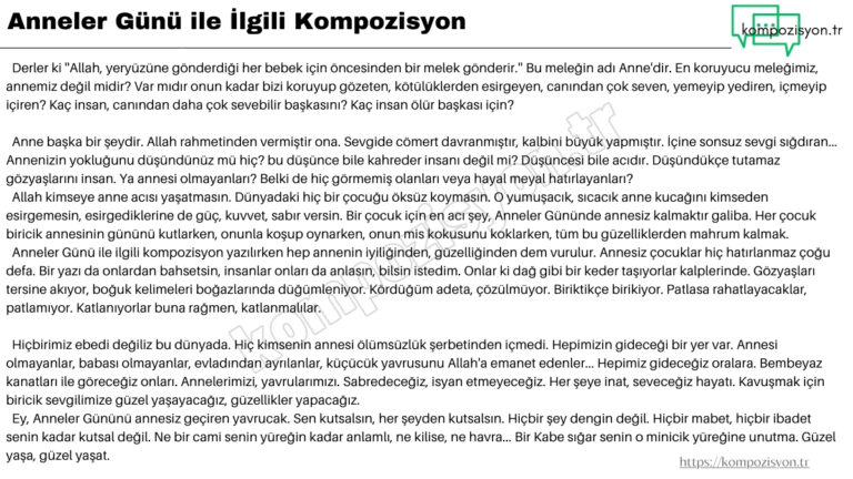 Anneler Günü ile İlgili Kompozisyon