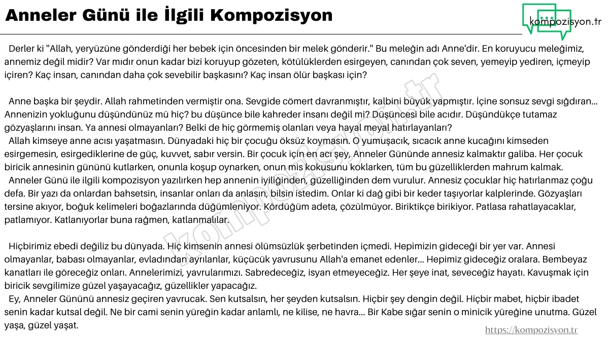 Anneler Günü ile İlgili Kompozisyon