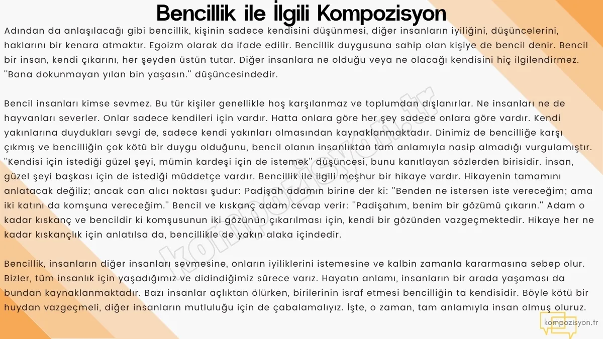 bencillik ile ilgili kompozisyon