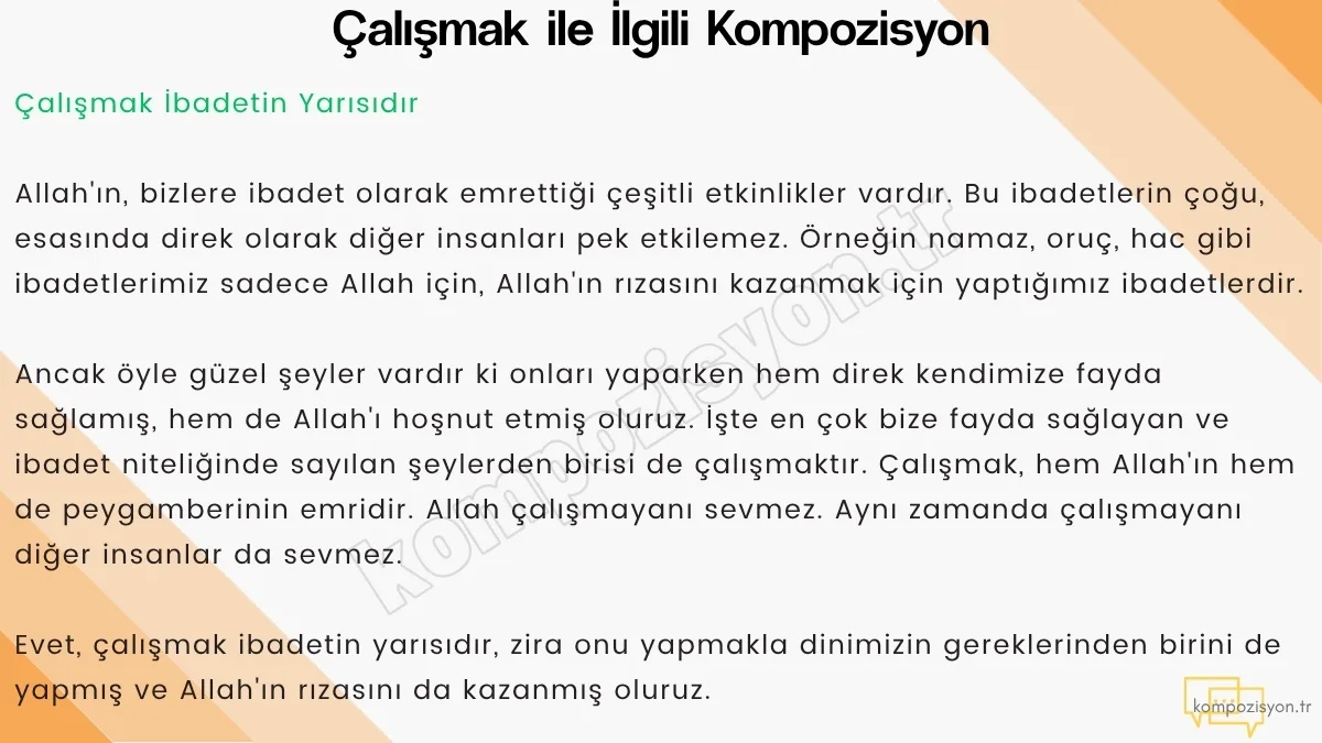Çalışmak ile İlgili Kompozisyon