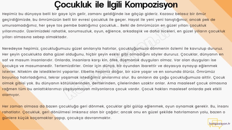Çocukluk ile İlgili Kompozisyon