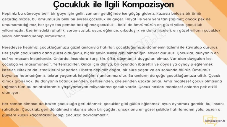 Çocukluk ile İlgili Kompozisyon