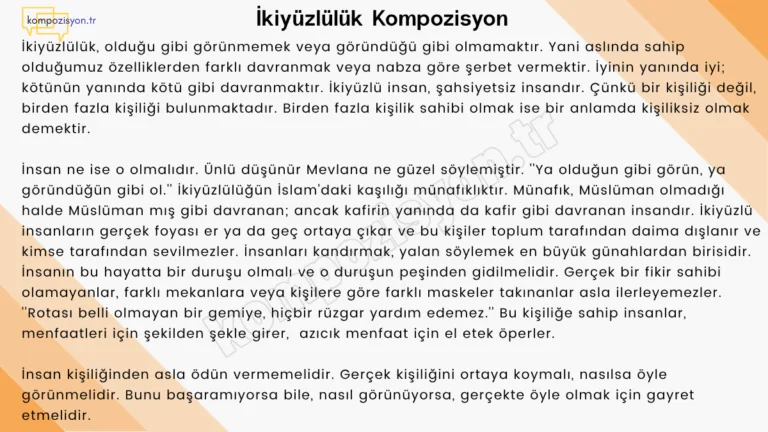 İkiyuzluluk İle İlgili Kompozisyon