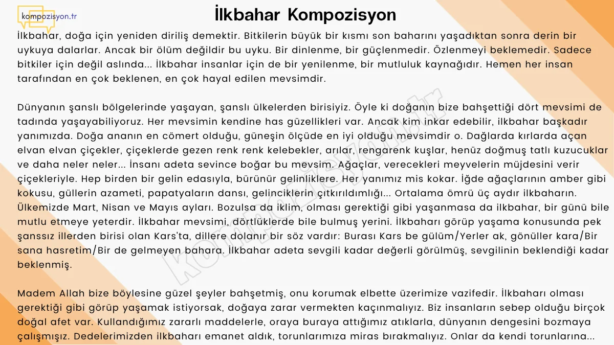İlkbahar ile İlgili Kompozisyon