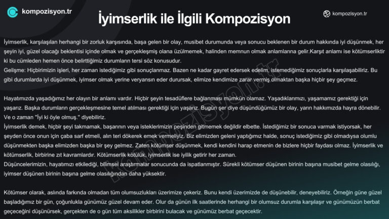 iyimserlik ile ilgili kompozisyon
