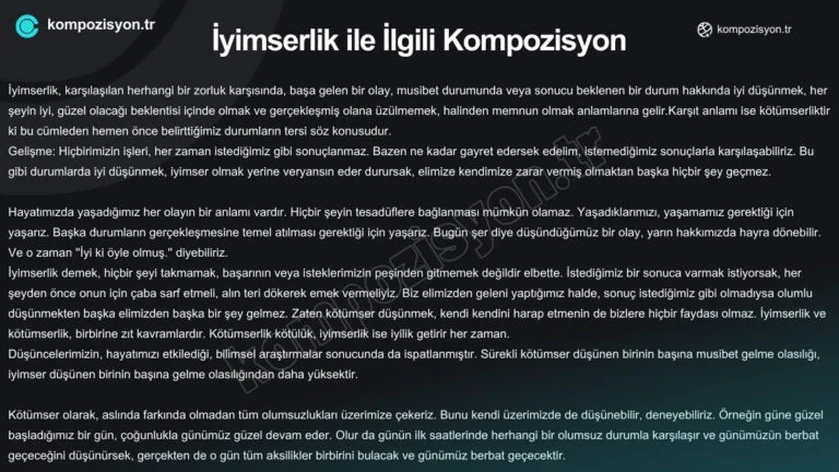 iyimserlik ile ilgili kompozisyon
