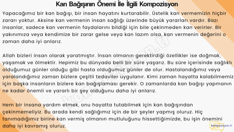 Kan Bağışının Önemi İle İlgili Kompozisyon