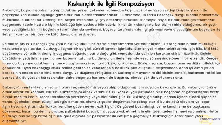 Kıskançlık ile İlgili Kompozisyon