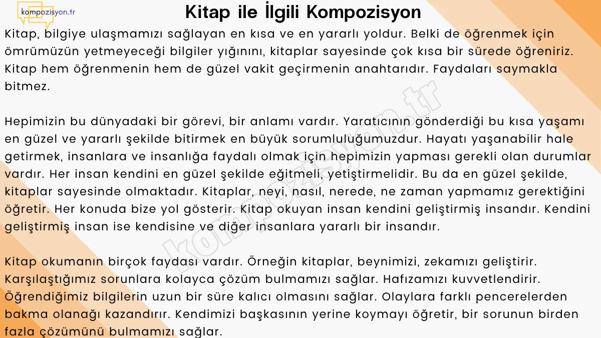 Kitap İle İlgili Kompozisyon