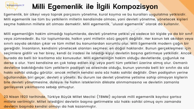 Milli Egemenlik İle İlgili Kompozisyon