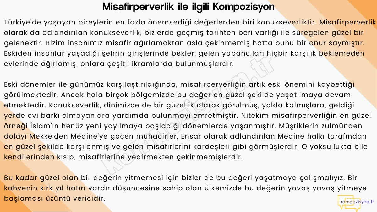 misafirperverlik ile ilgili kompozisyon