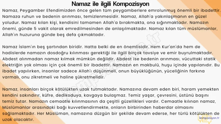 namazin onemi ile ilgili kompozisyon