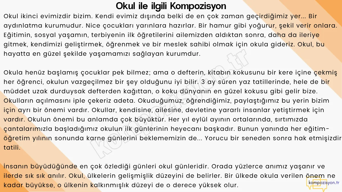 Okul ile İlgili Kompozisyon