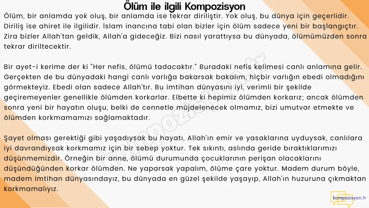 Ölüm ile İlgili Kompozisyon