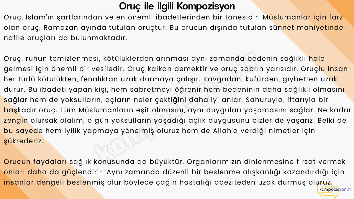 Oruç ile İlgili Kompozisyon