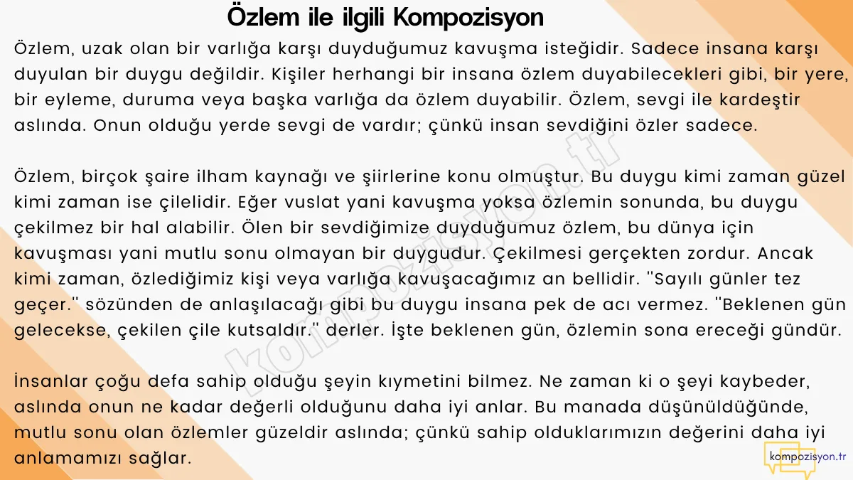 Özlem ile İlgili Kompozisyon