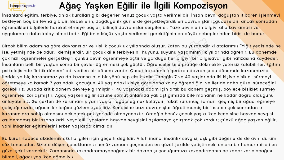 Agac Yasken Egilir İle İlgili Kompozisyon