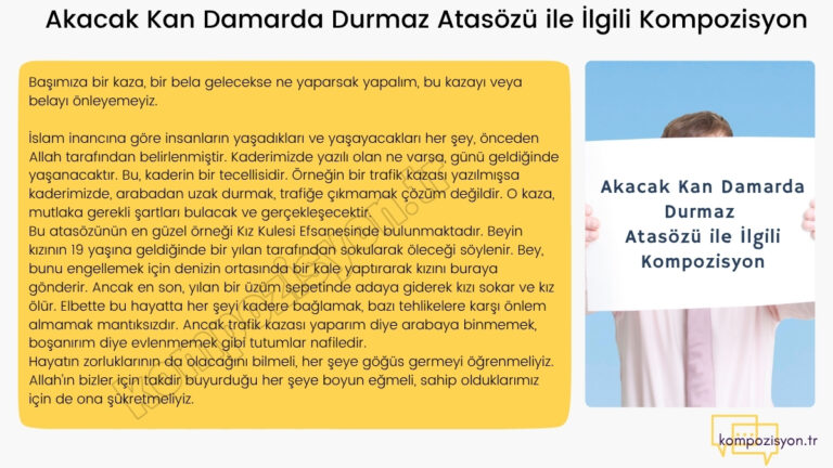 Akacak Kan Damarda Durmaz Atasözü ile İlgili Kompozisyon