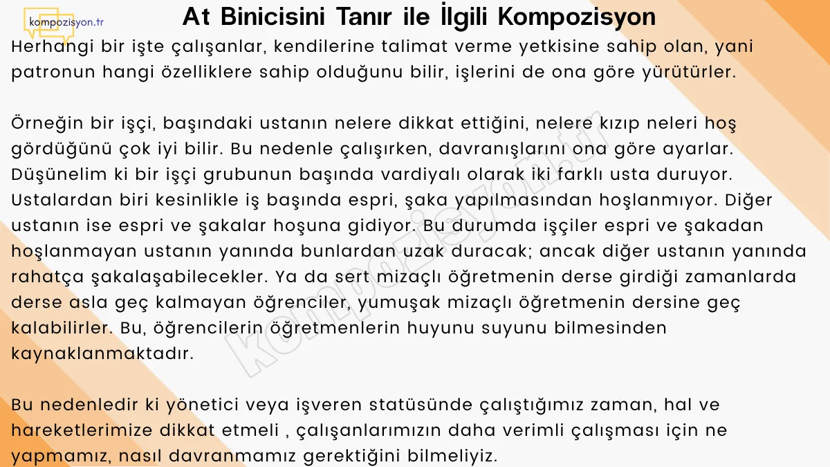 At Binicisini Tanir İle İlgili Kompozisyon