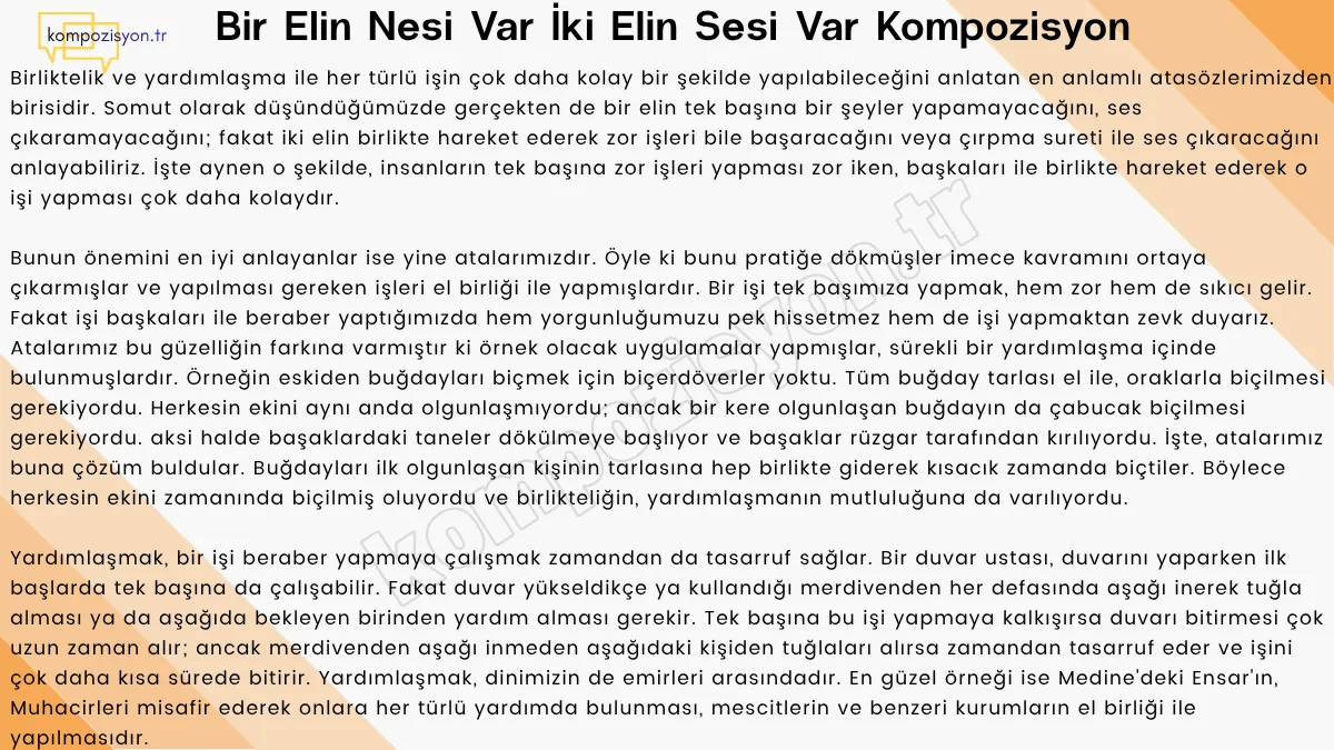Bir Elin Nesi Var İki Elin Sesi Var Kompozisyon