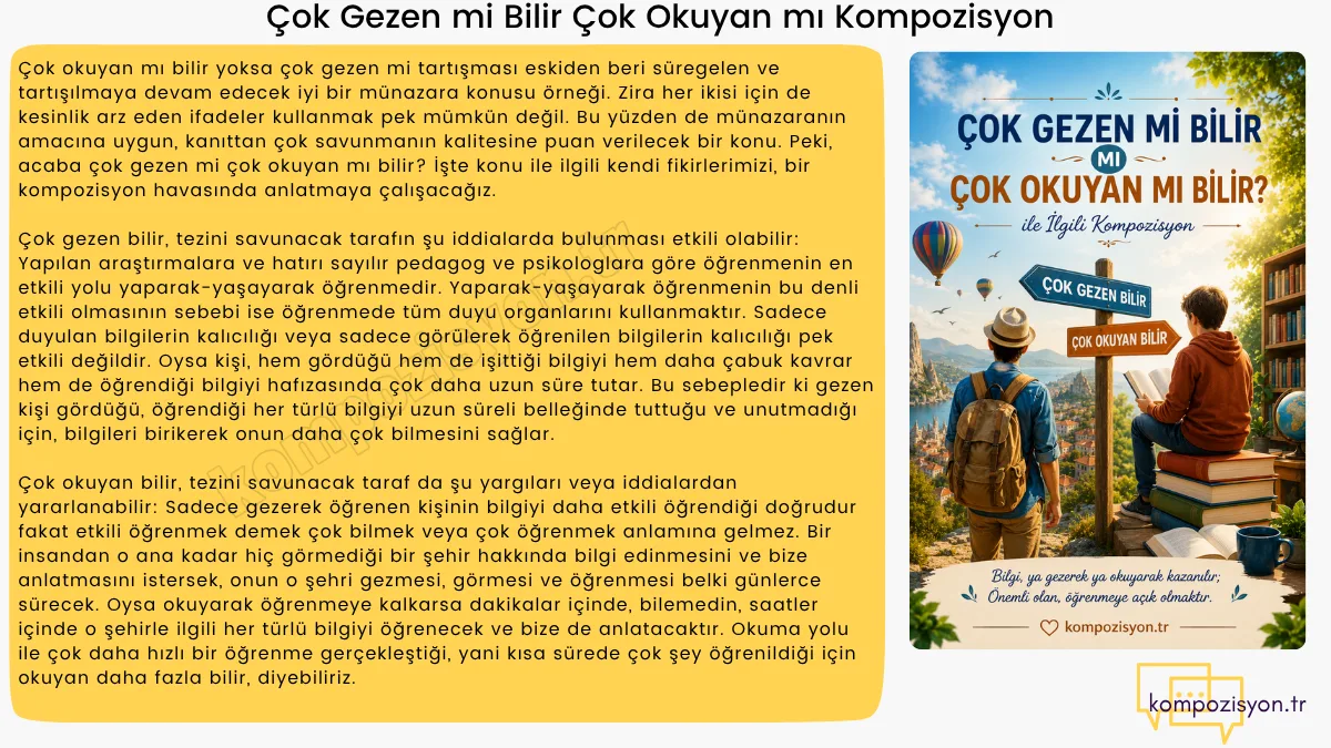 Cok Gezen Mi Bilir Cok Okuyan Mi Kompozisyon