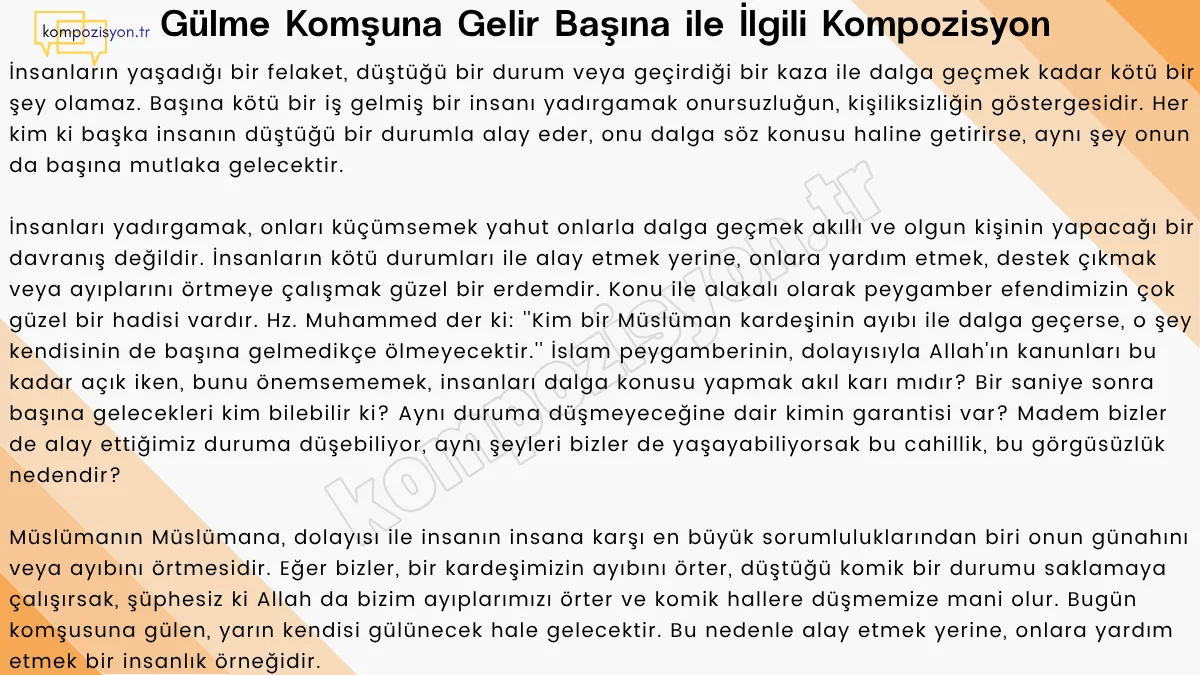 Gulme Komsuna Gelir Basina İle İlgili Kompozisyon
