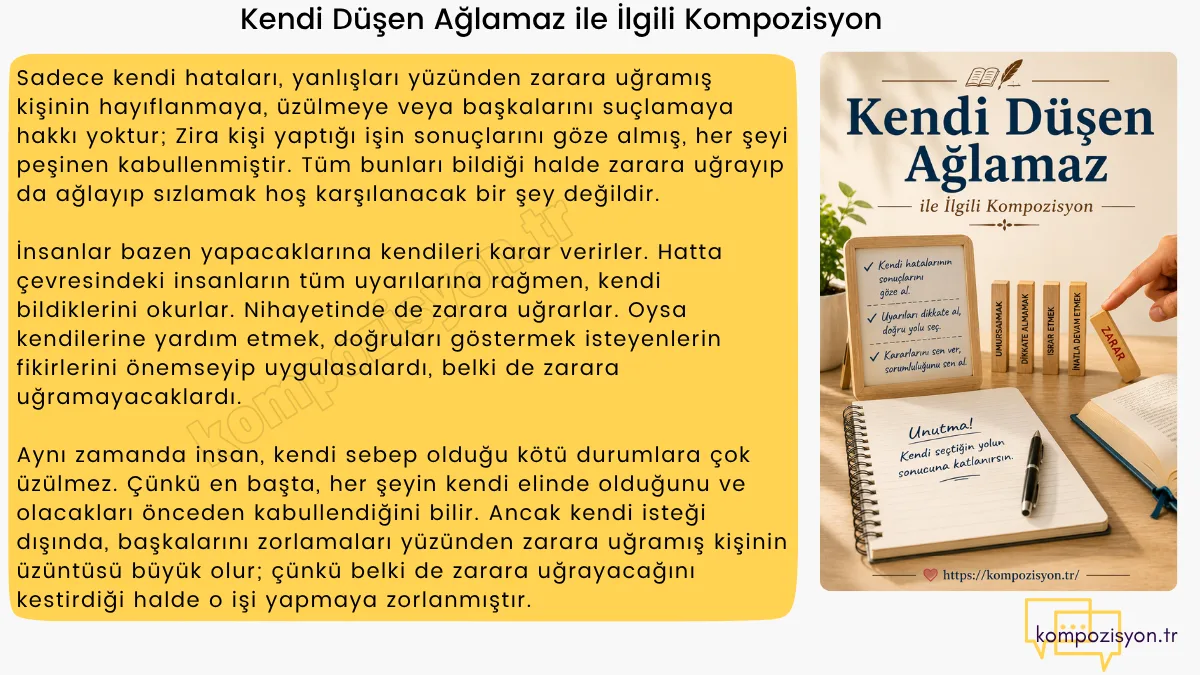 Kendi Dusen Aglamaz İle İlgili Kompozisyon