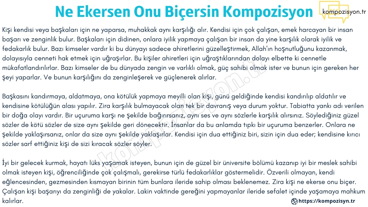 Ne Ekersen Onu Biçersin Kompozisyon