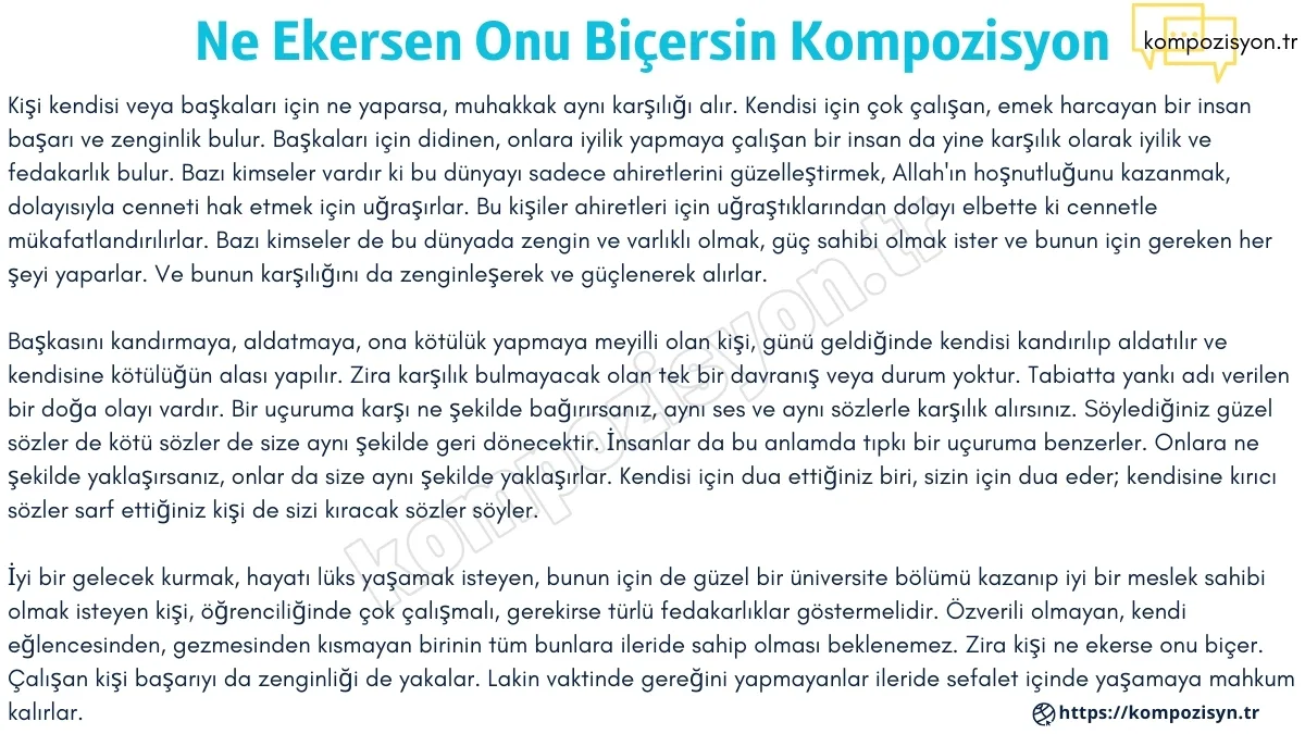Ne Ekersen Onu Biçersin Kompozisyon