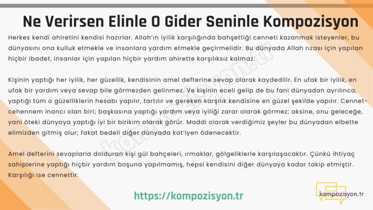 Ne Verirsen Elinle O Gelir Seninle Kompozisyon