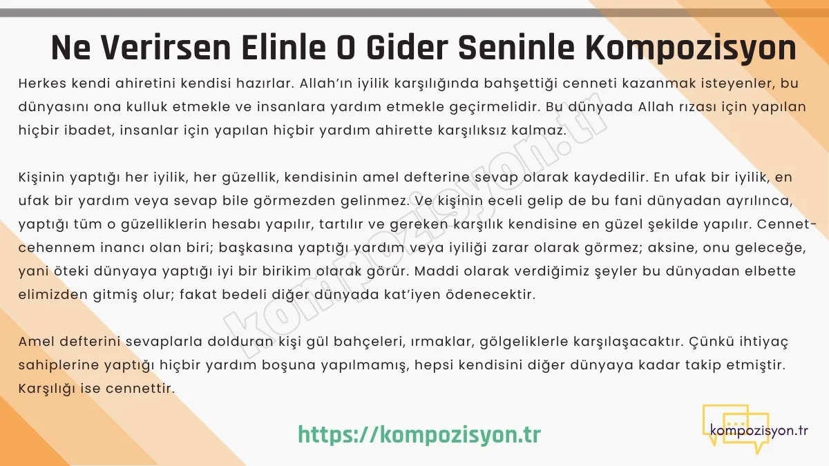 Ne Verirsen Elinle O Gelir Seninle Kompozisyon