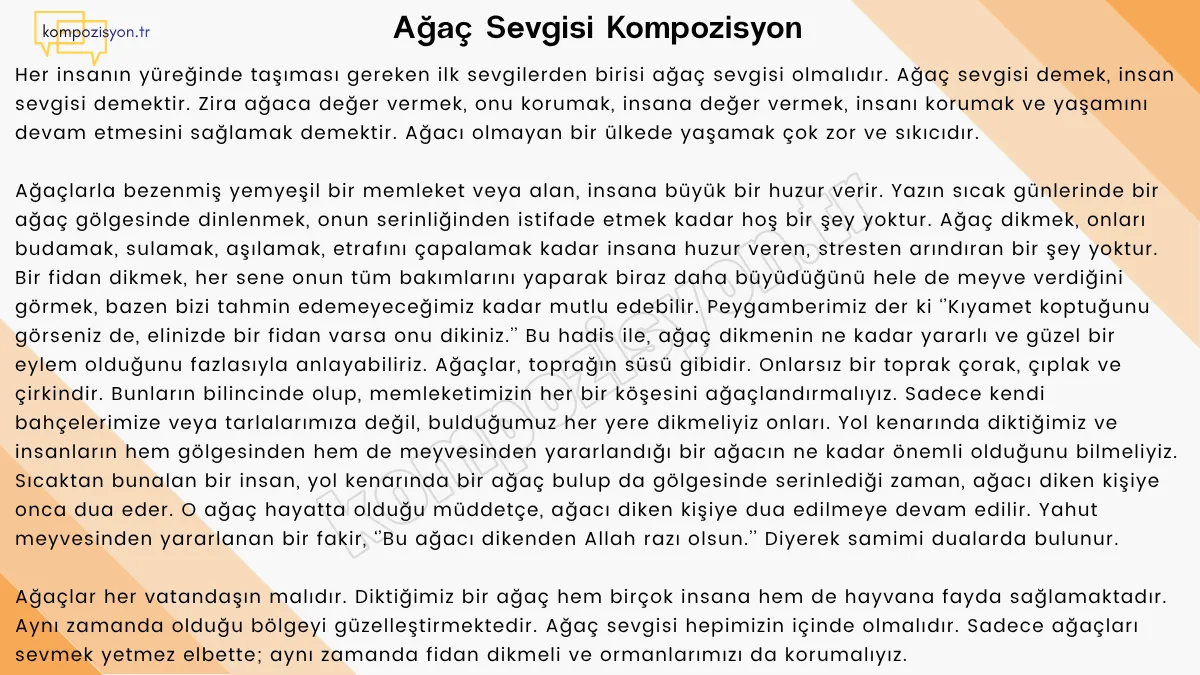 Agac Sevgisi İle İlgili Kompozisyon