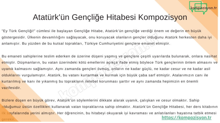 ataturkun genclige hitabesi ile ilgili kompozisyon