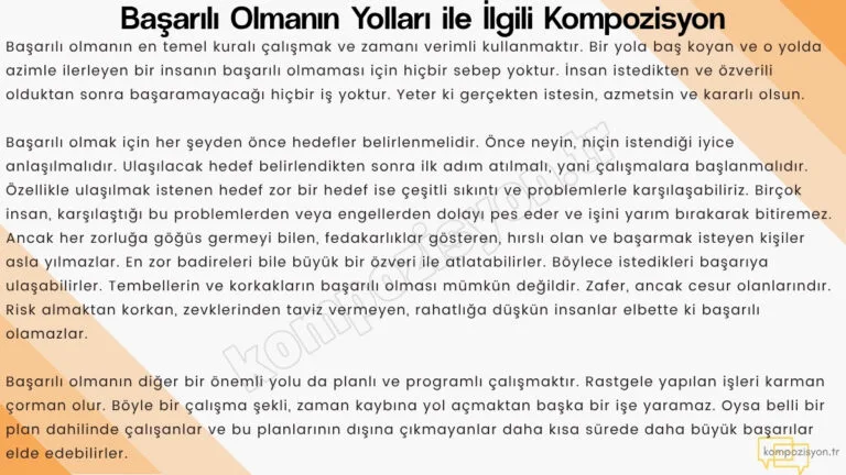 basarili olmanin yollari ile ilgili kompozisyon