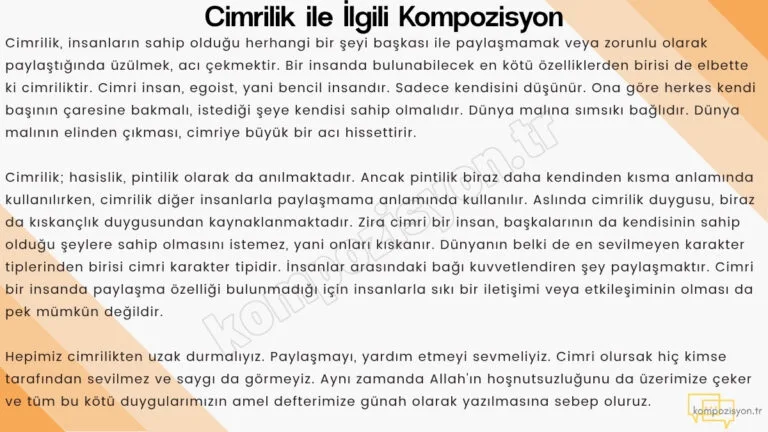 Cimrilik ile İlgili Kompozisyon