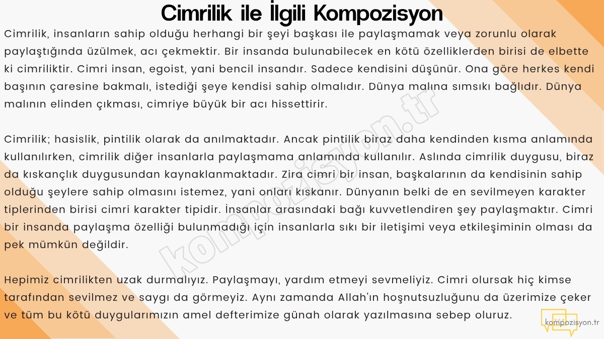 Cimrilik ile İlgili Kompozisyon