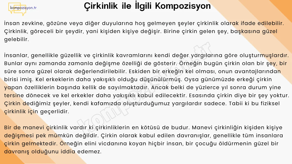 Cirkinlik İle İlgili Kompozisyon