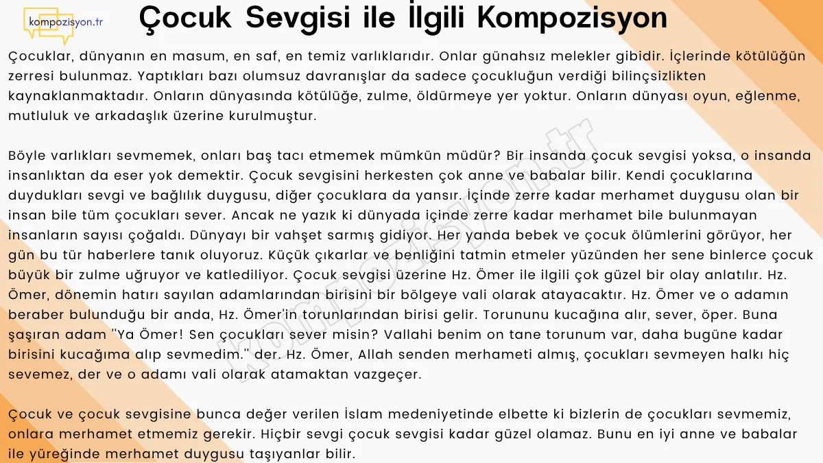Cocuk Sevgisi İle İlgili Kompozisyon