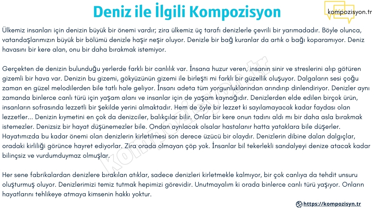 deniz ile ilgili kompozisyon