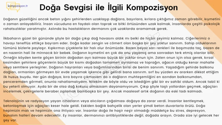 Doga Sevgisi İle İlgili Kompozisyon
