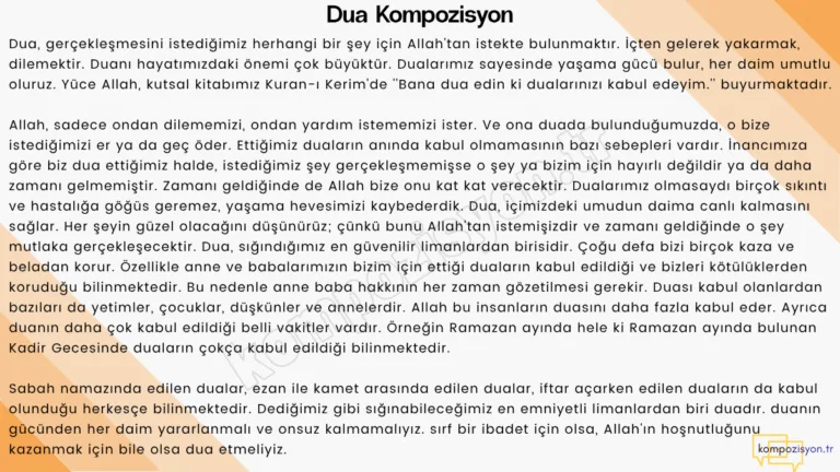 Dua ile İlgili Kompozisyon