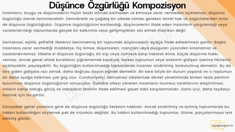dusunce ozgurlugu ile ilgili kompozisyon