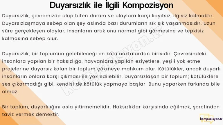 duyarsizlik ile ilgili kompozisyon